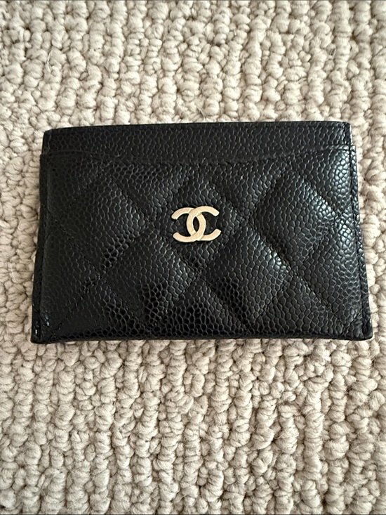 CHANEL Handbags - CHANEL Black Quilted Card Holder with Gold CC Emblem